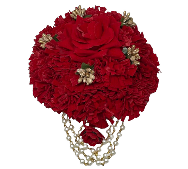 Hair Bun Accessories Bridal Juda Velvet  Red Rose Flower #O