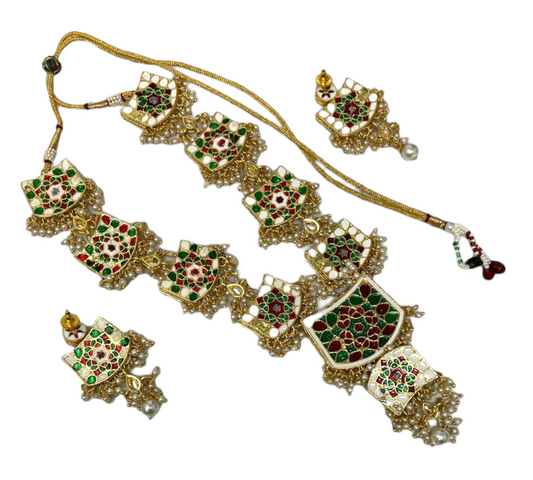 Kundan Necklace and Earrings Set With Back Minakari  #KS7